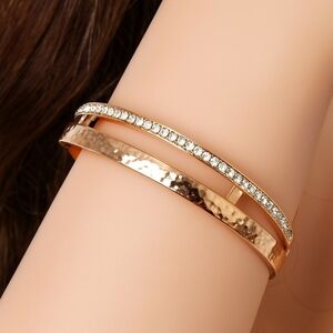 CHICO'S Women's Rose Gold Cuff Bracelet - Sparkling Crystal  Fashion Jewelry